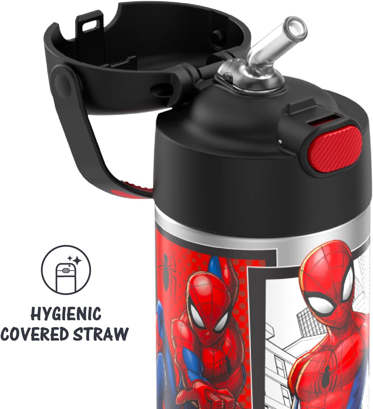 FUNTAINER 12 Ounce Stainless Steel Vacuum Insulated Kids Straw Bottle
