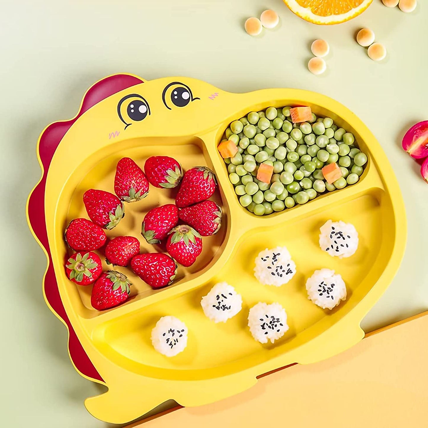 Child Plates and Utensils, Microwave Safe no BPA (Penguin Yellow, Plate Sets)