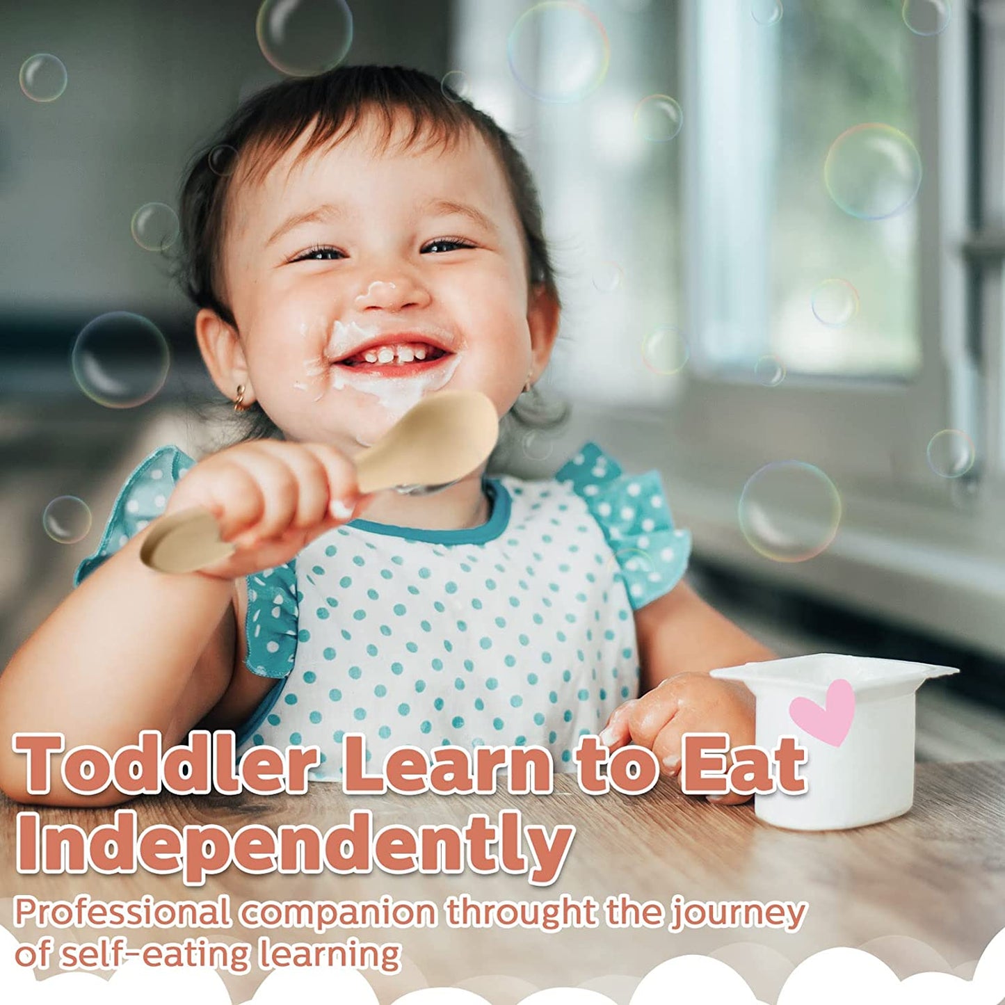 10 Pieces Baby Led Weaning Spoons and Forks Set Infant Silicone Spoon First Self Feed Baby training Utensils