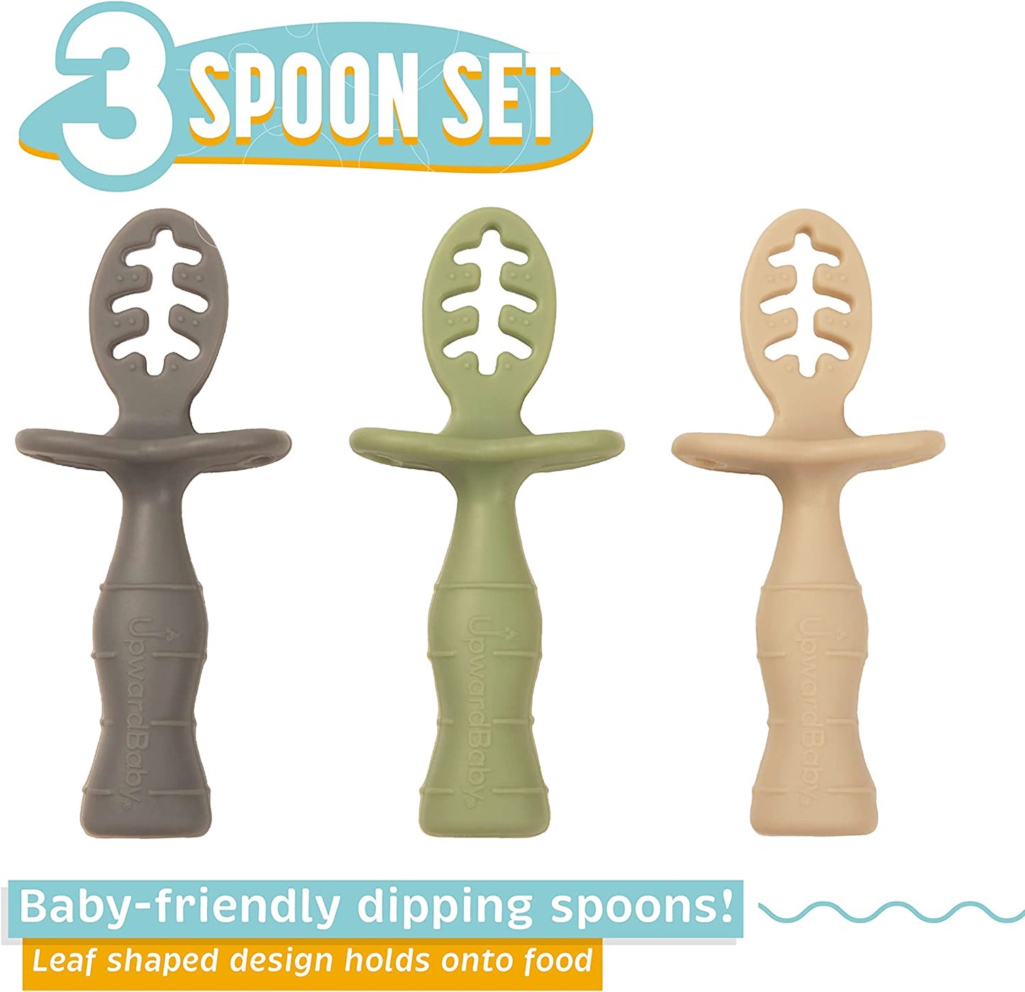 Chewable Toddler Utensils with Anti Choke Barrier - Silicone baby spoons