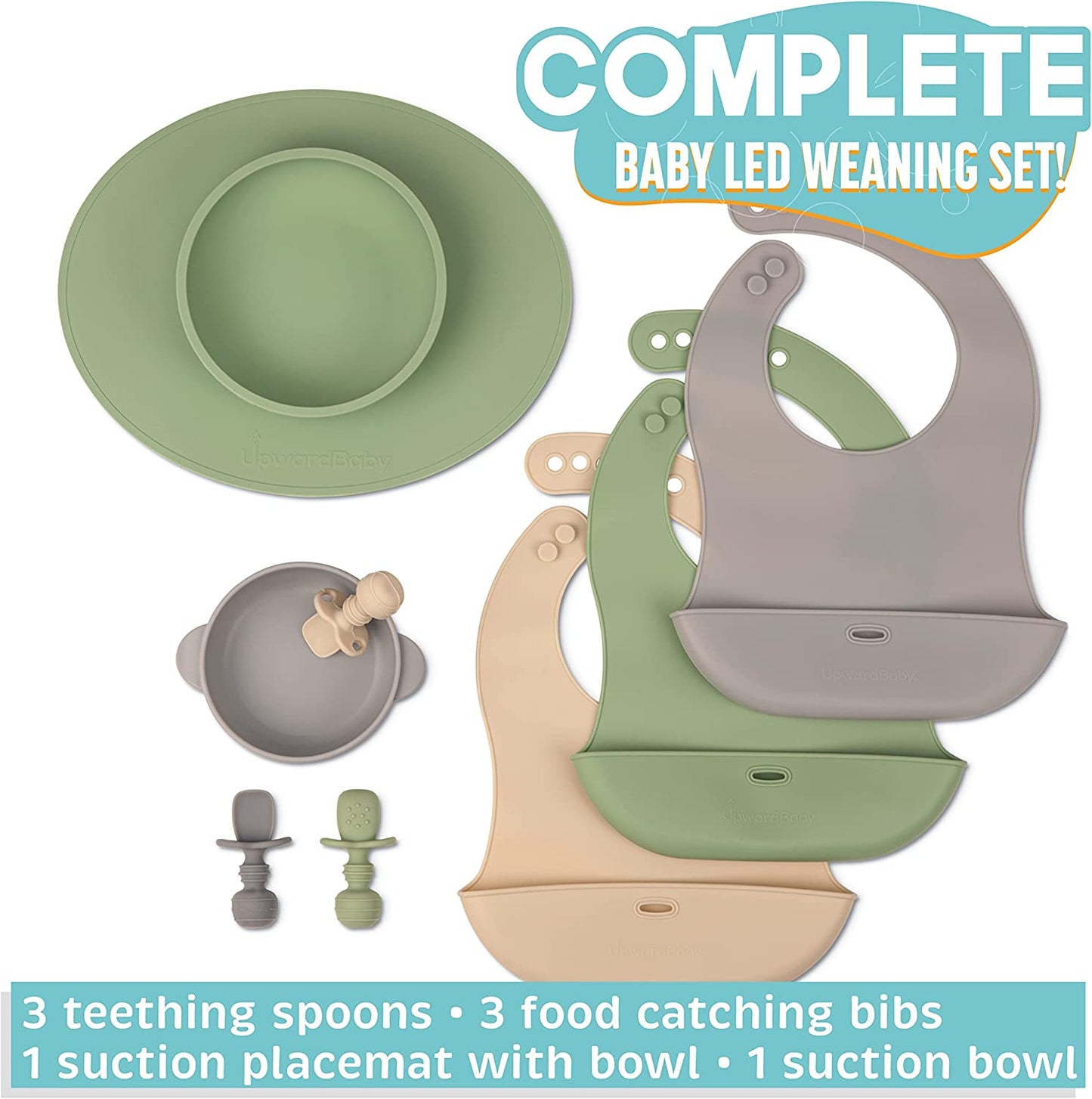 Suction Plates for Baby - Spoons Self Feeding 6 months, Suction Bowls & Silicone Plates