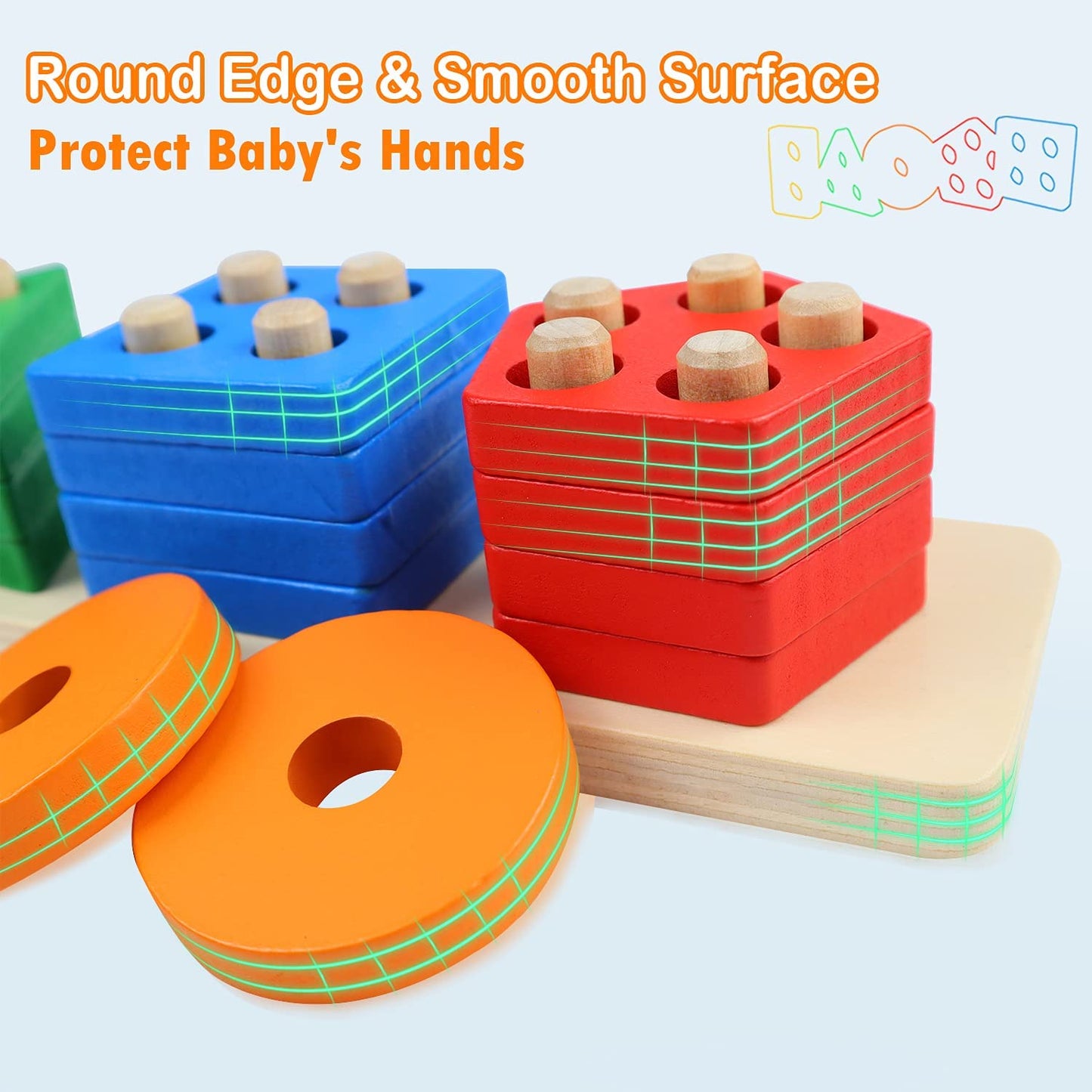Color Recognition Stacker Shape Sorter, Learning Puzzles Learning Toys