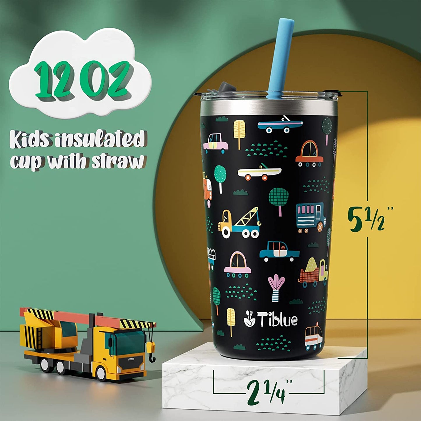 2 Pack Spill Proof Vacuum Stainless Steel Insulated Tumbler for Toddlers