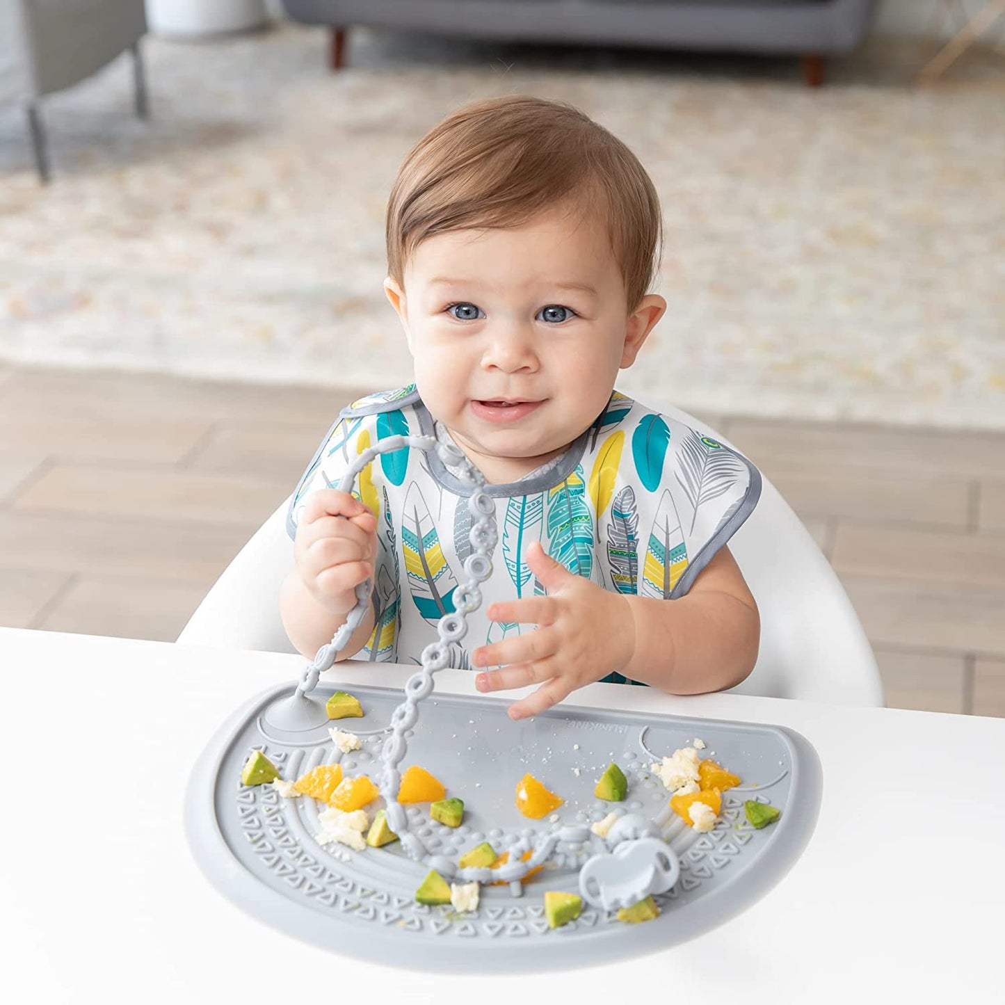 Baby Bib, Waterproof, Washable Fabric, Fits Babies and Toddlers 6-24 Months - Feathers, Quill, Arrows (3-Pack)