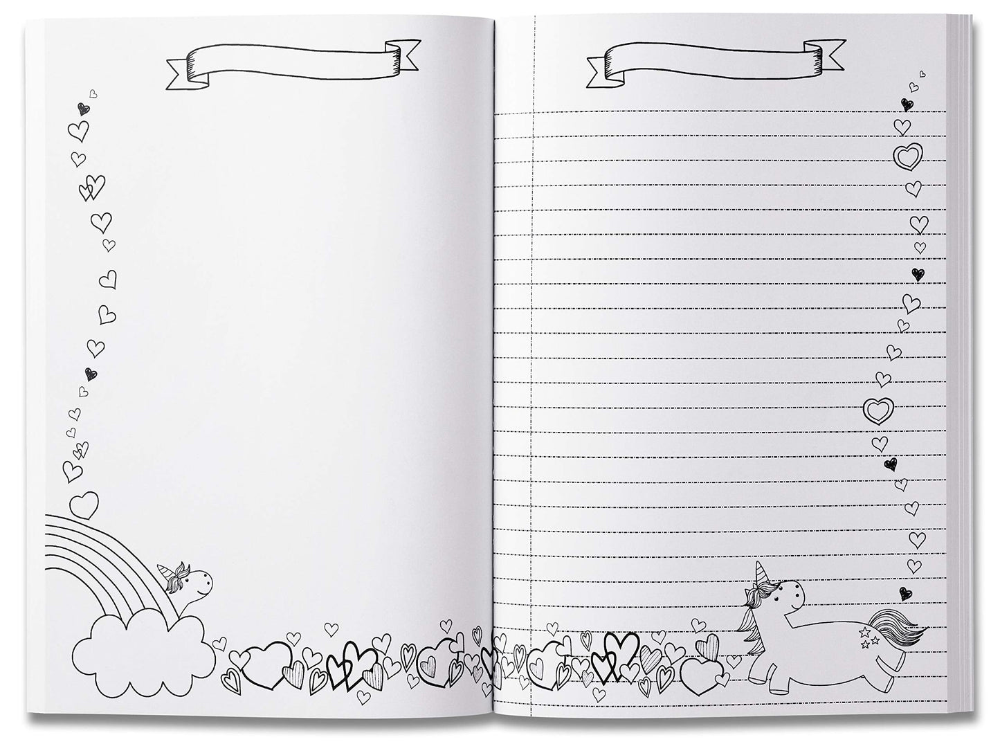 Unicorn Journal and Sketchbook: Journal and Notebook  - Composition Size (7.5"x9.75") With Lined and Blank Pages