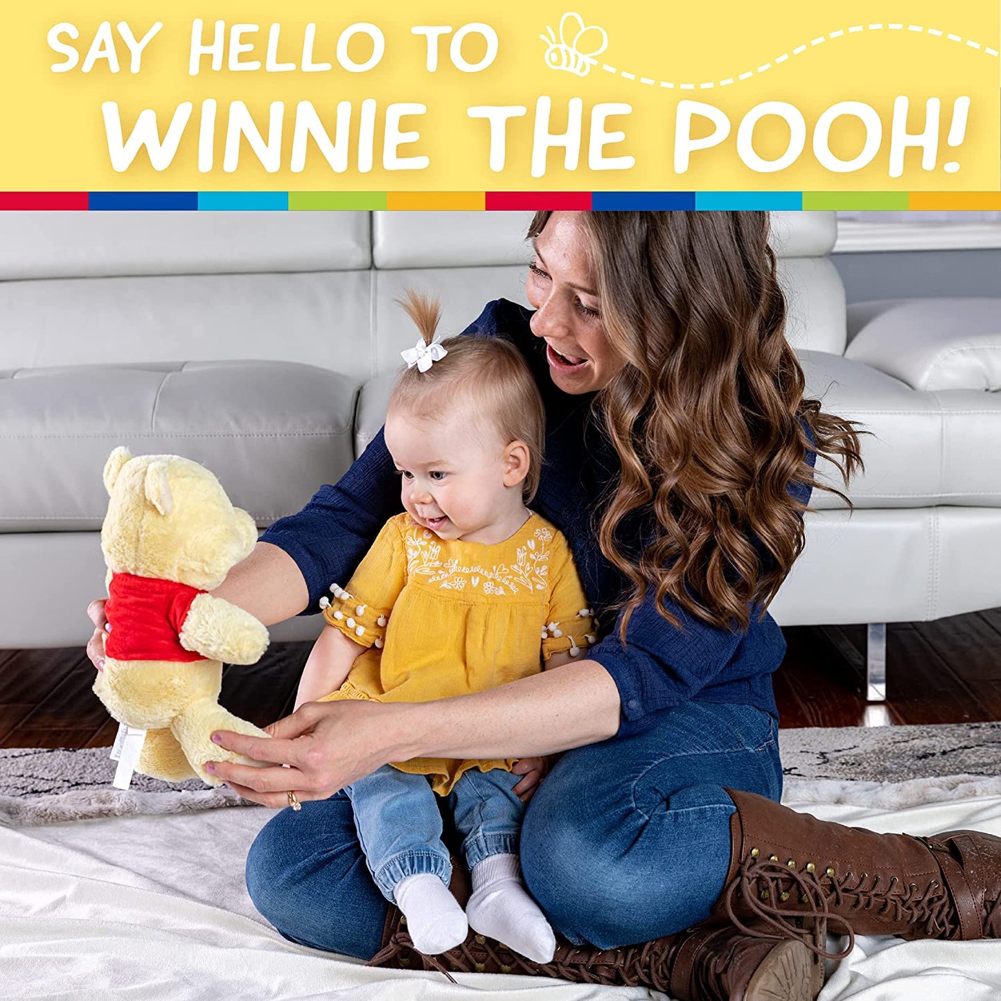 Disney Baby Winnie the Pooh and Friends Stuffed Animal with Jingle and Crinkle, Pooh 12”, Standard